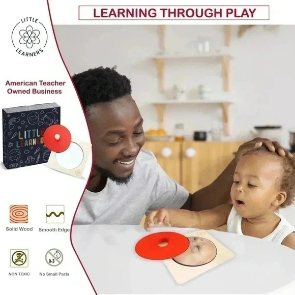 Baby Montessori Toy Puzzle, Tummy Time Mirror for Newborn Brain Development - Picture 2 of 8